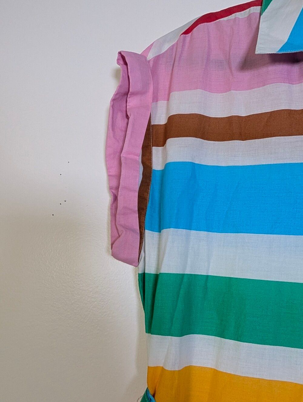 J.Crew Rainbow Stripe Cotton Shirt Dress Belted Midi Summer Colorful Size 8 - Picture 4 of 9